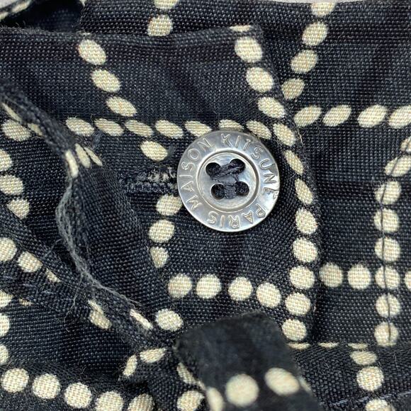 MAISON KITSUNE Skirt 36 A-Line Check Midi Button Front Viscose Black - Picture 6 of 12